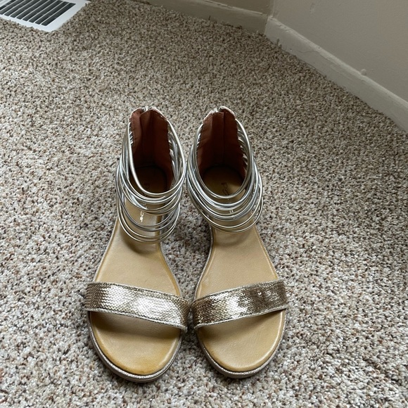 Port’er Statement Sequined Embellished Ankle Strap Gold Gladiator Sandal… - Picture 8 of 10